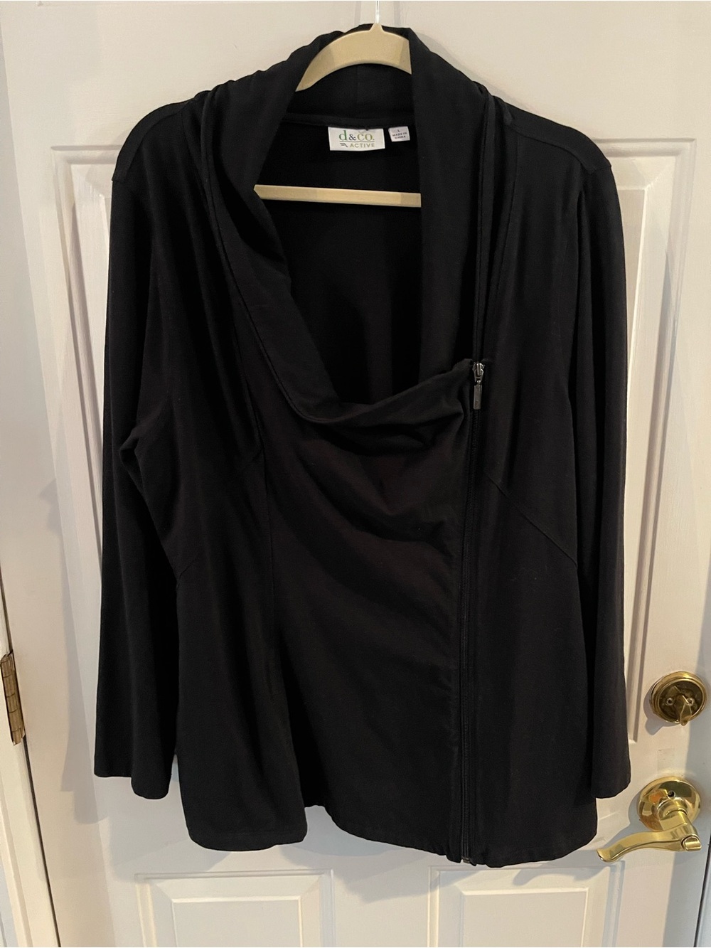 Black Draped Zip-Front Women's Sweater
